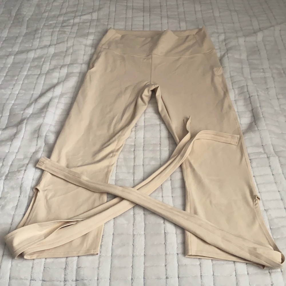 Pure lux by fabletics tie up ballerina pant beige